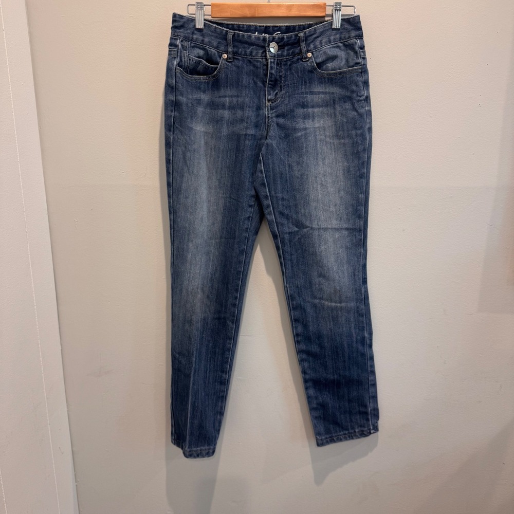 INC Denim Blue Skinny Leg Regular Fit Jeans Embroidered Back Pocket | Size 4